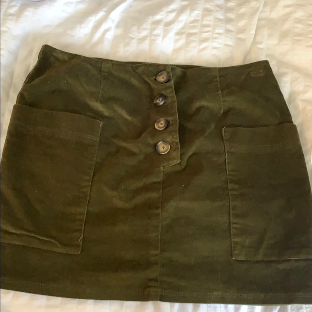 Dark Olive corduroy high waisted mini skirt